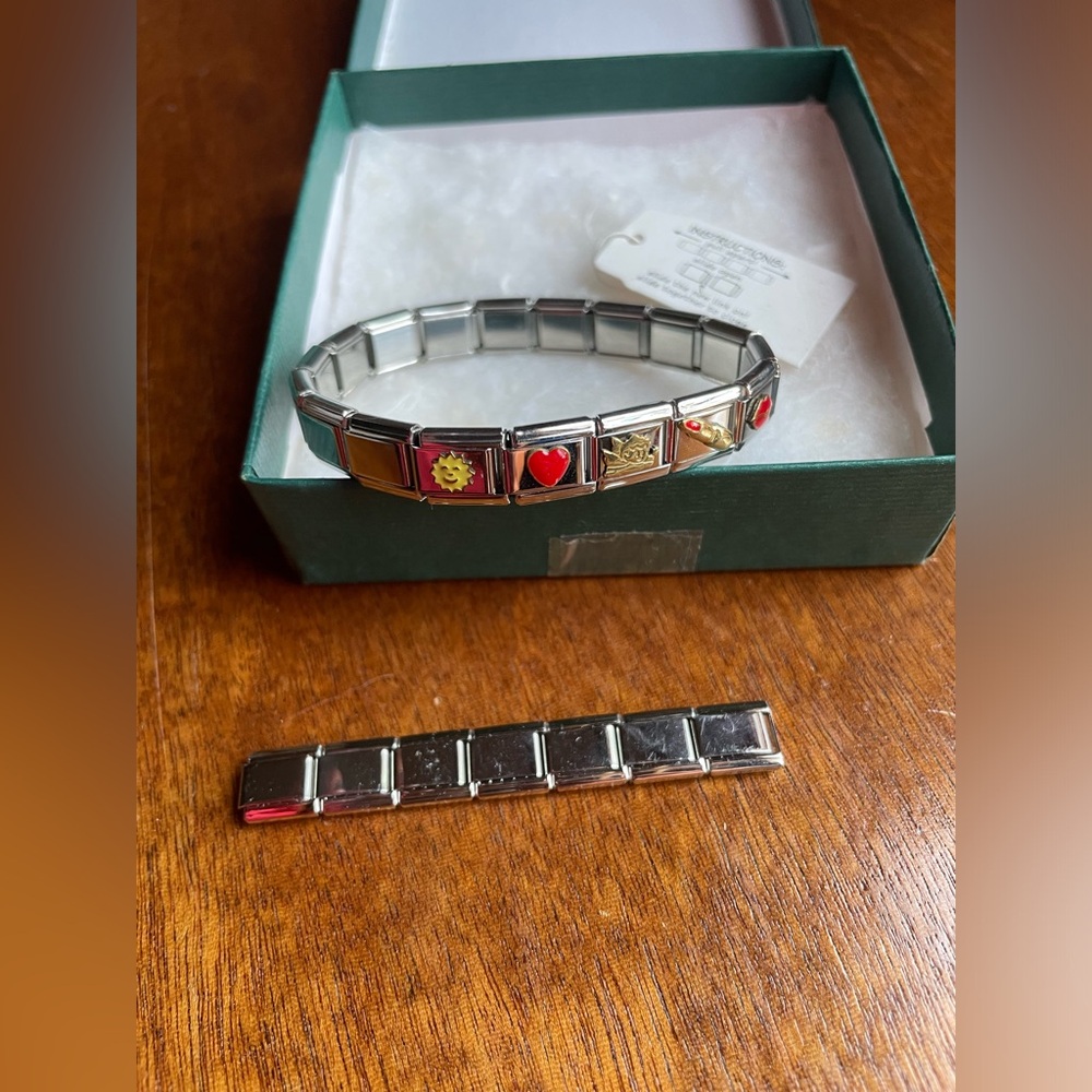 5 Charm Stainless Steel Modular Link Stretch Bracelet Expandable Personalize
